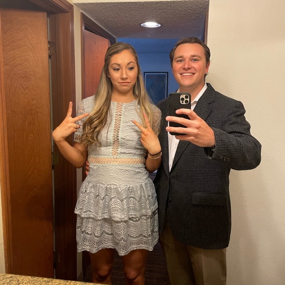 Light blue/gray cut out dress - Picture 1 of 3